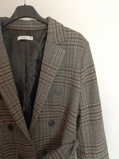 MANGO. Blazer gris cuadros T.40