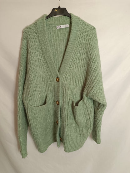 ZARA. Cárdigan verde agua T.s