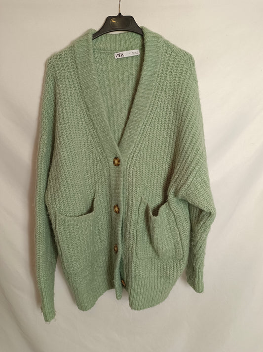 ZARA. Cárdigan verde agua T.s
