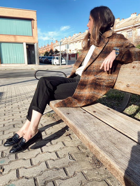 MKT STUDIO. abrigo pelito tonos marrones T.36