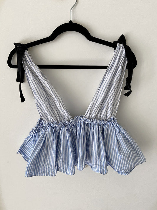 ZARA. Striped ruffle top T.xs