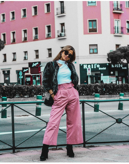 ZARA. Pantalón culotte  rosa T.xs