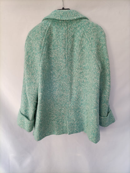 ZARA. Abrigo verde jaspeado T.xs