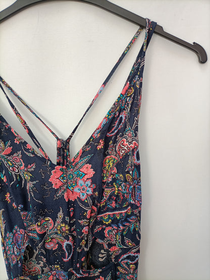 BERSHKA. Mono azul amebas estilo Palazzo T.s