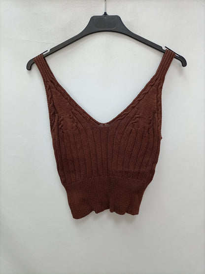 ZARA.  Top punto marrón T.s