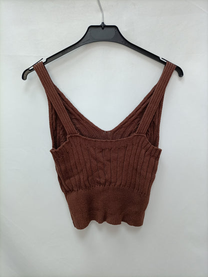 ZARA.  Top punto marrón T.s