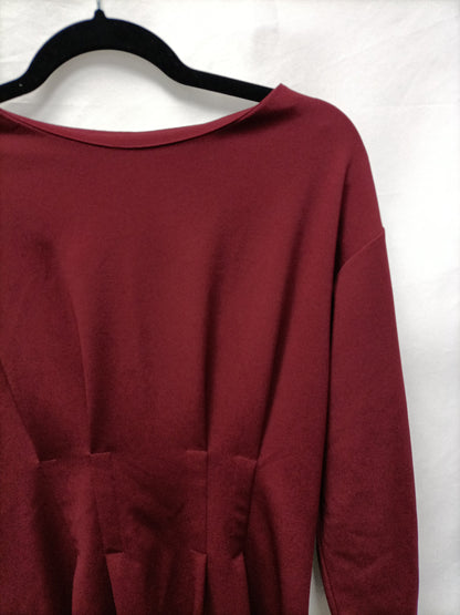MANGO. Vestido burdeos corto T.m