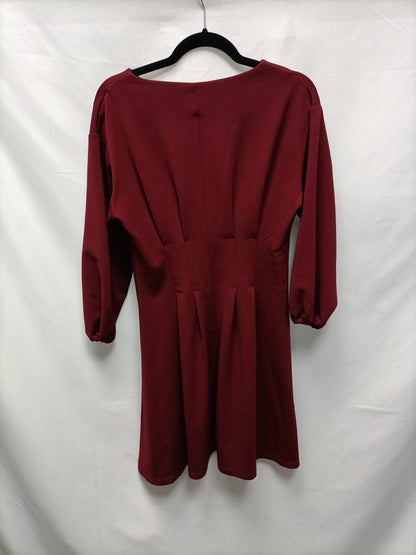 MANGO. Vestido burdeos corto T.m