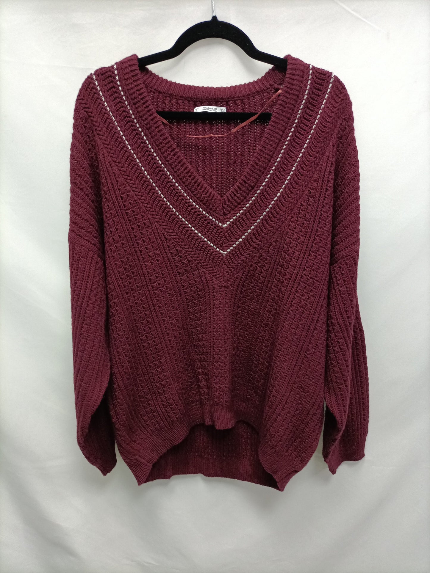 PULL&amp;BEAR. Burgundy Oversized Ts Sweater
