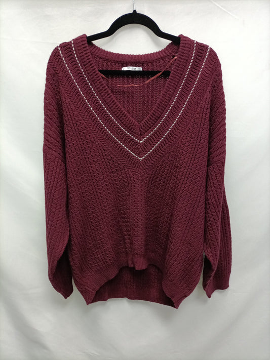 PULL&BEAR. Jersey burdeos Oversized T.s
