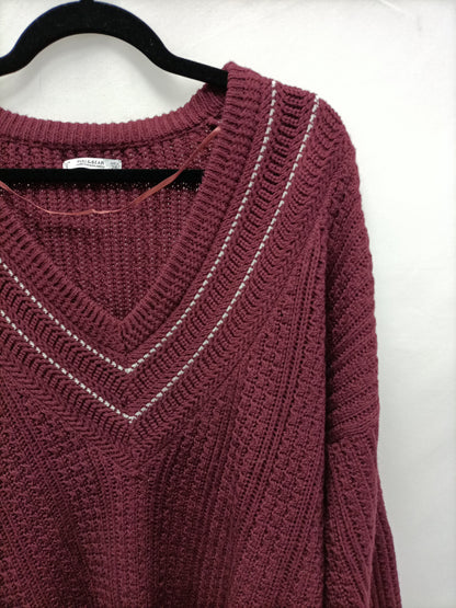 PULL&amp;BEAR. Burgundy Oversized Ts Sweater