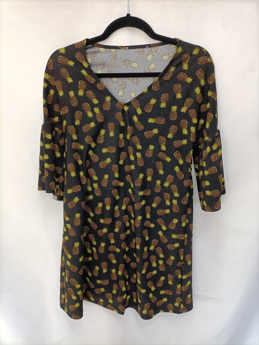 OTRAS. Vestido negro piñas T.u (m)