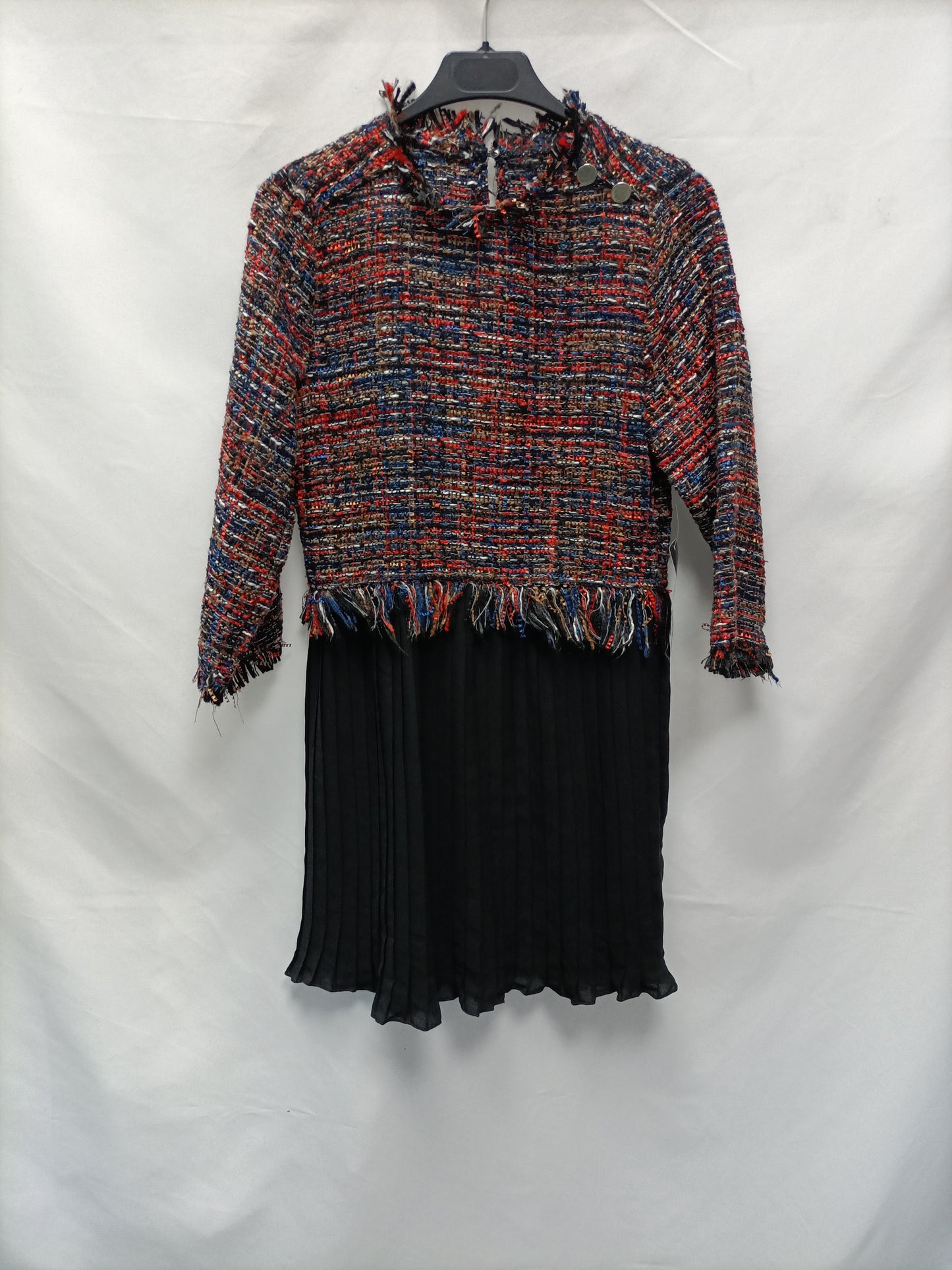 ZARA. Vestido doble textura T.xs