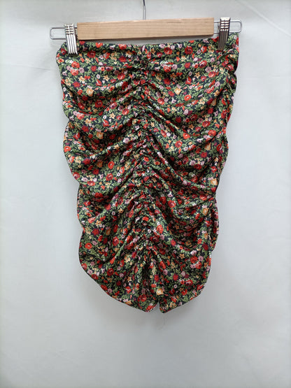 ZARA. Gathered floral skirt T.xs