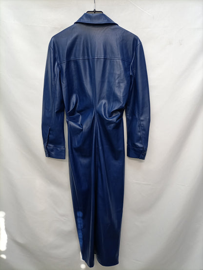 ZARA. Vestido efecto piel azul T.s