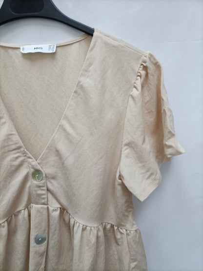MANGO. Beige buttoned blouse T.xs