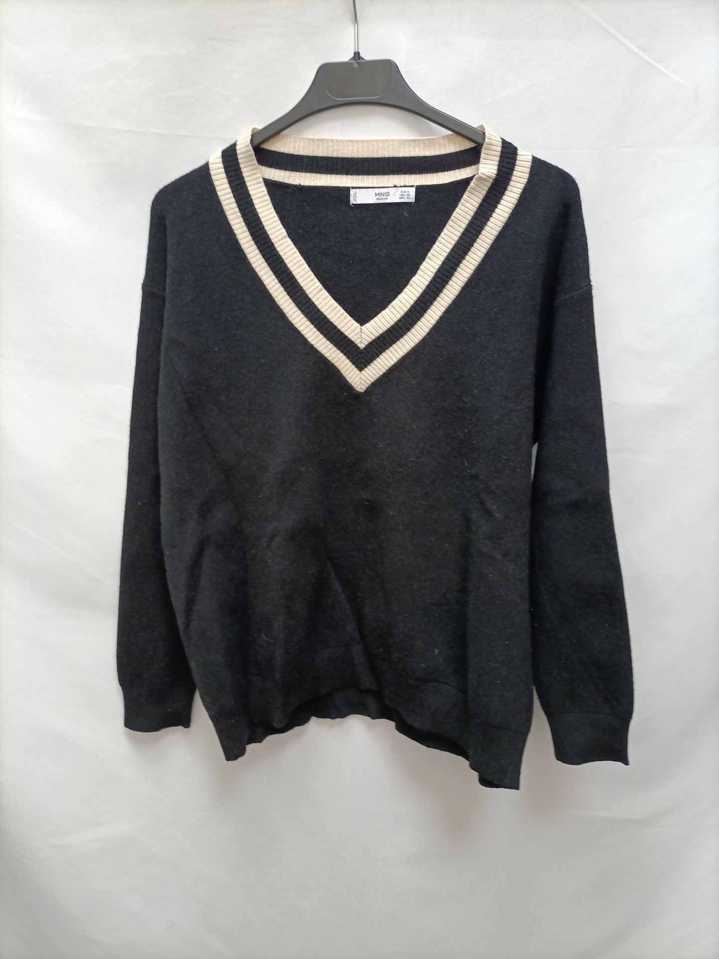 MANGO. Black striped Ts sweater