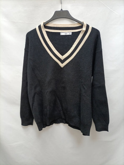 MANGO. Black striped Ts sweater