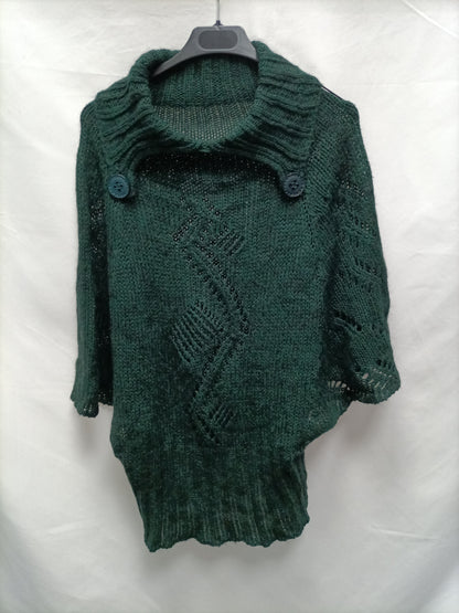 OTRAS. Jersey verde estilo poncho  T.u (m).