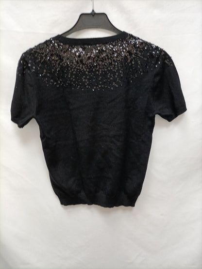 ZARA. Top negro lentejuelas T.s