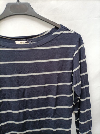 AMICHI. Camiseta rayas azul y gris T.s