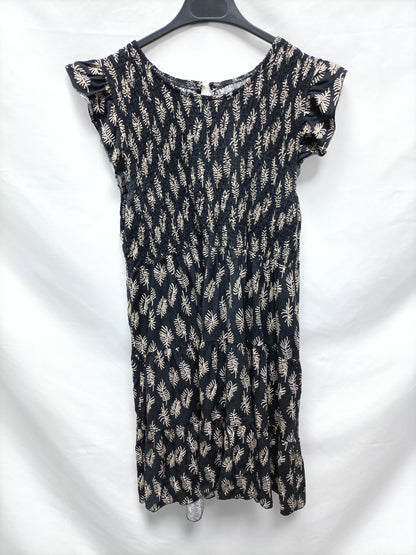 OTRAS. Vestido corto negro hojas T.U (s)