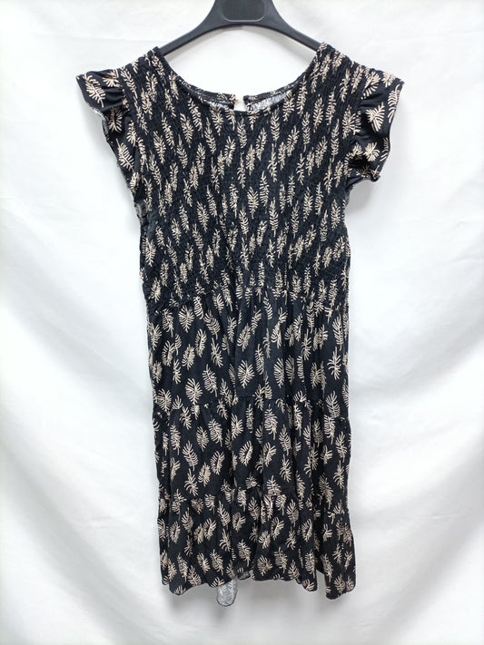OTRAS. Vestido corto negro hojas T.U (s)
