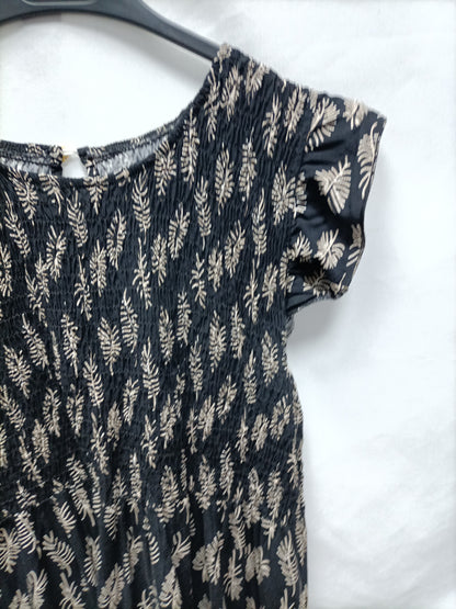 OTRAS. Vestido corto negro hojas T.U (s)