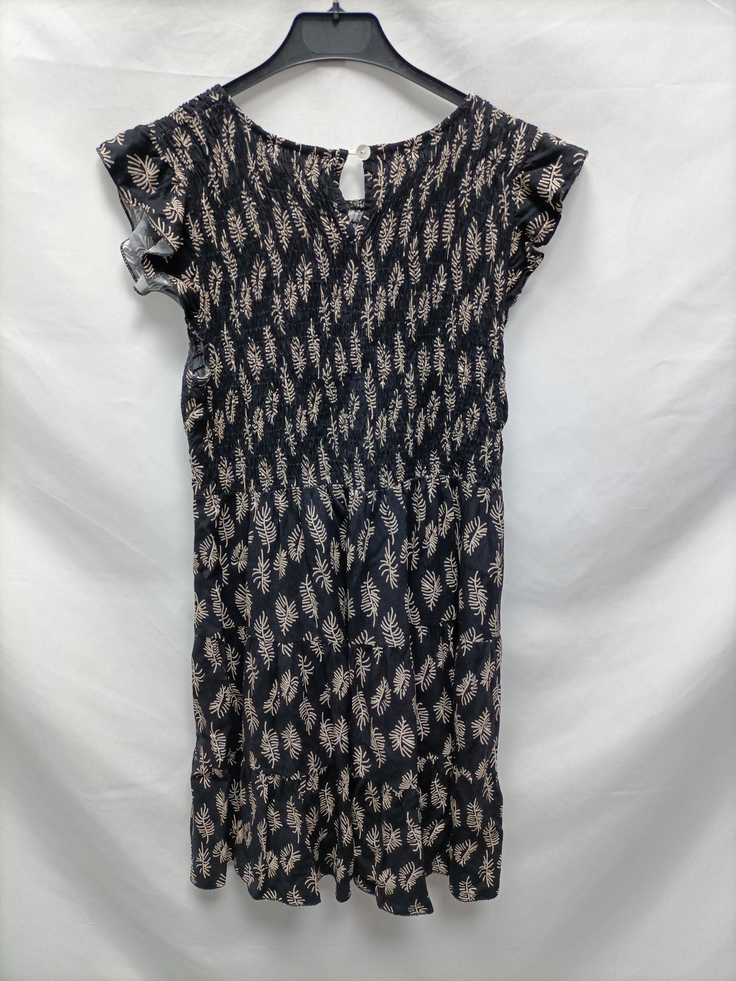OTRAS. Vestido corto negro hojas T.U (s)