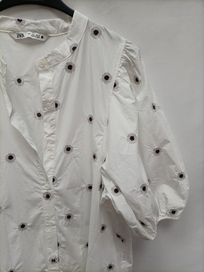 ZARA. Vestido largo bordado T.l