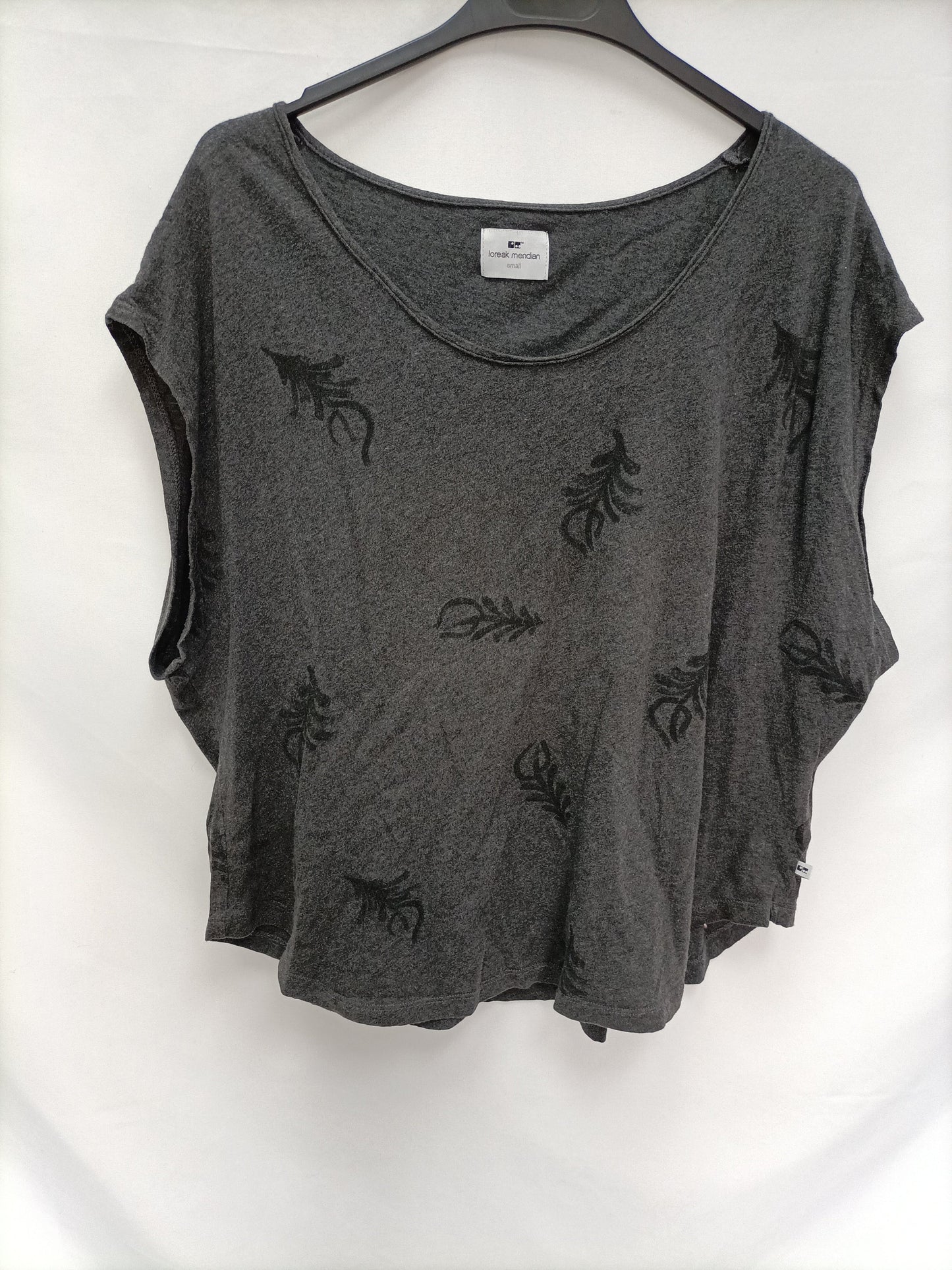LOREAK MENDIAN. Camiseta gris hojas T.s