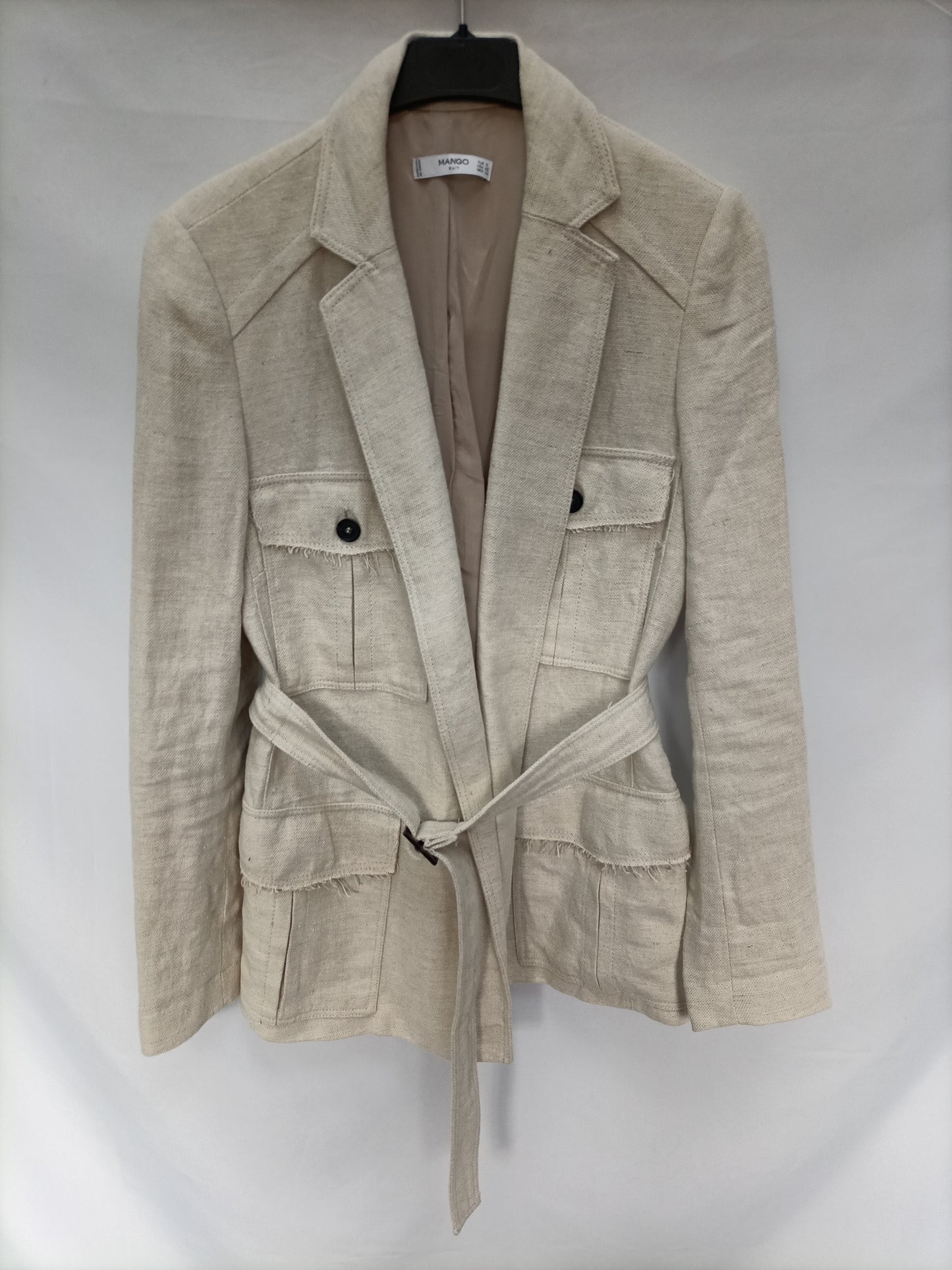 MANGO. Sahariana beige jaspeada T.s