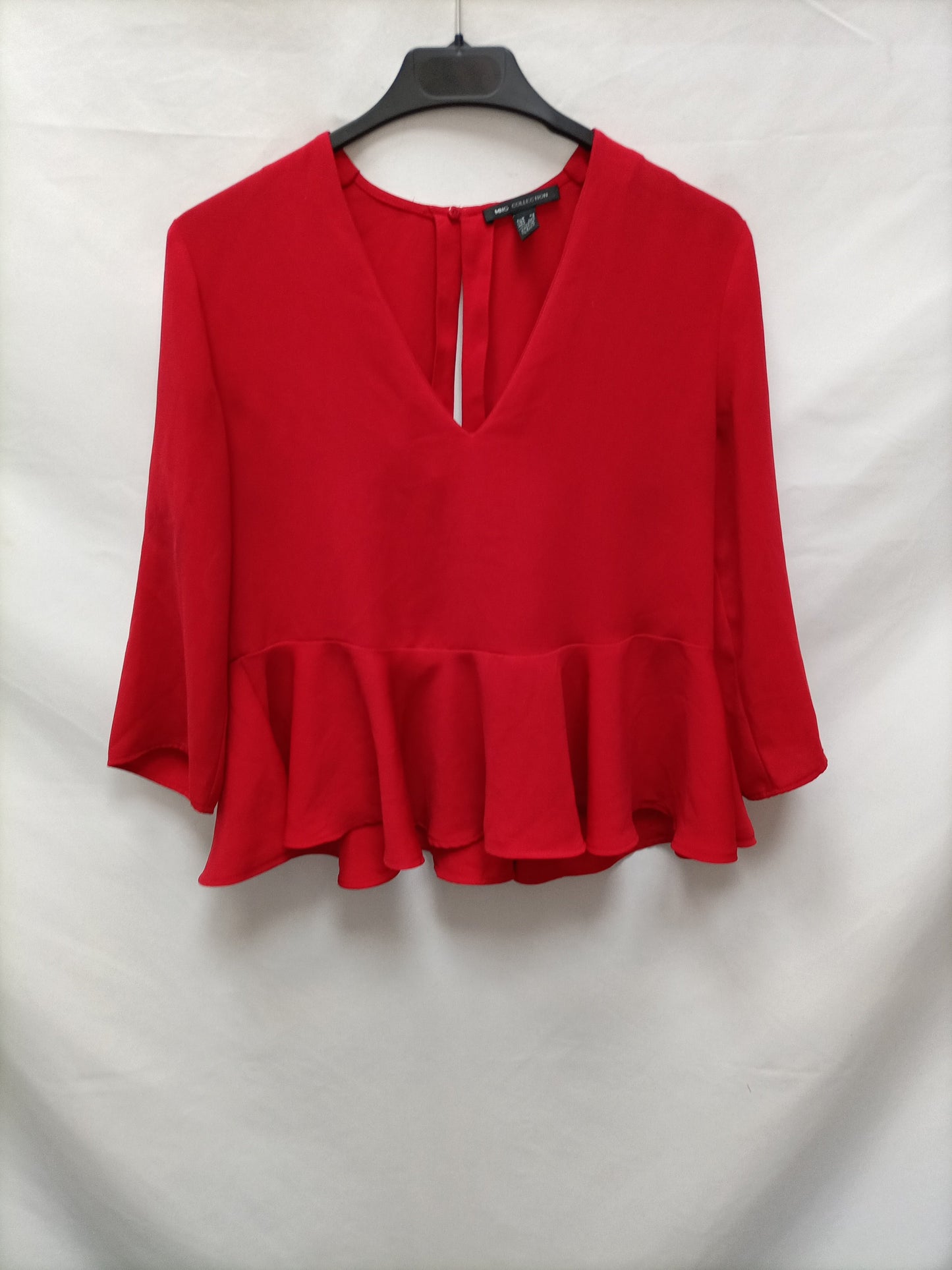 MANGO. Top rojo volante T.xs