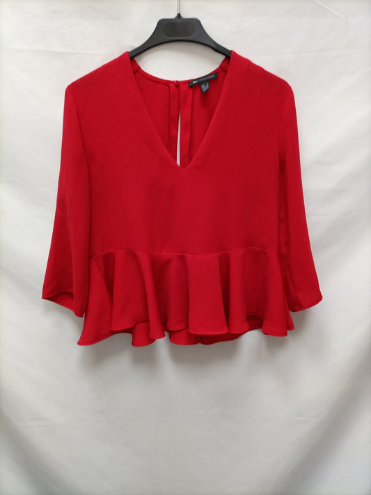 MANGO. Top rojo volante T.xs