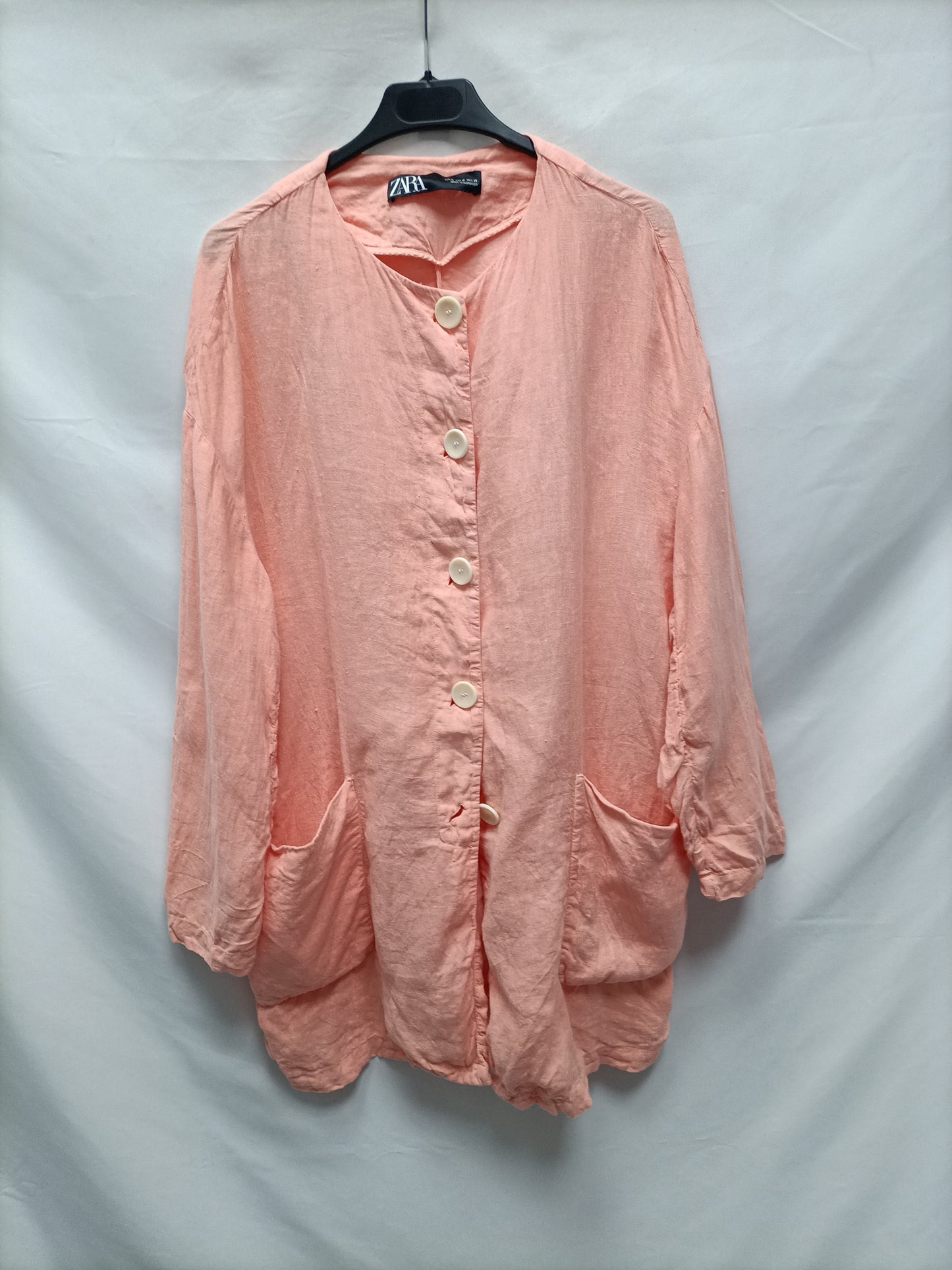 ZARA. Vestido/sobrecamisa  lino T.m