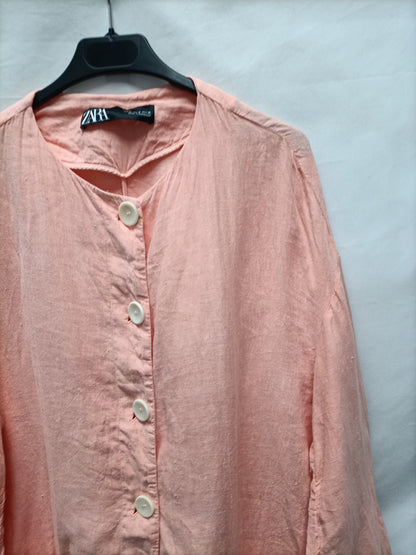 ZARA. Vestido/sobrecamisa  lino T.m