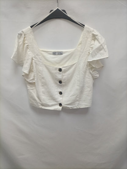 ZARA. Top algodón blanco   T.s