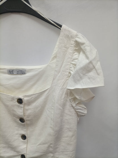 ZARA. Top algodón blanco   T.s