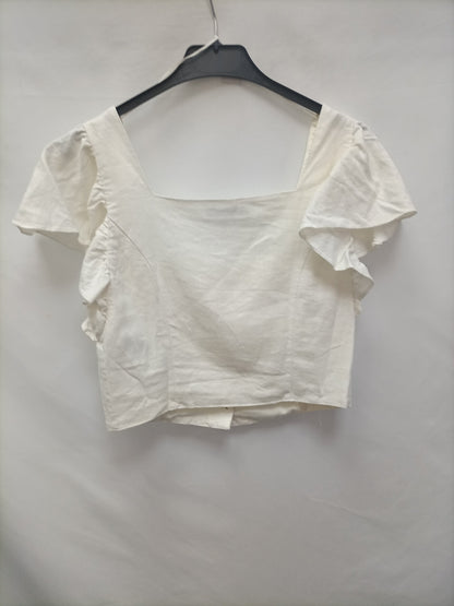 ZARA. Top algodón blanco   T.s