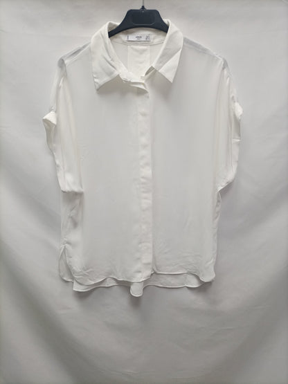 MANGO. Blusa blanca fluida T.s