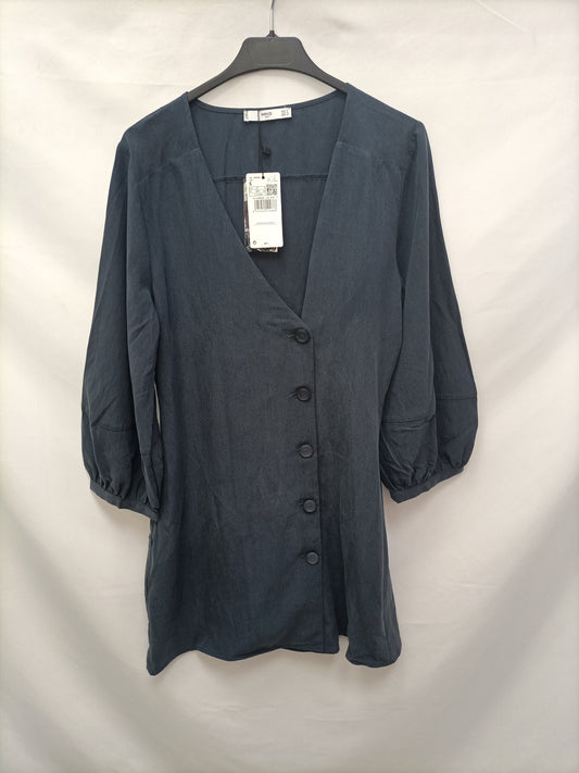 MANGO. Vestido azul botones T.s