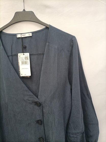 MANGO. Vestido azul botones T.s
