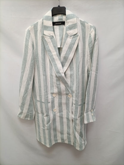 ZARA. Blazer de rayas verde y blanco T.s