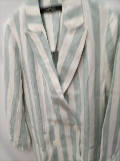 ZARA. Blazer de rayas verde y blanco T.s