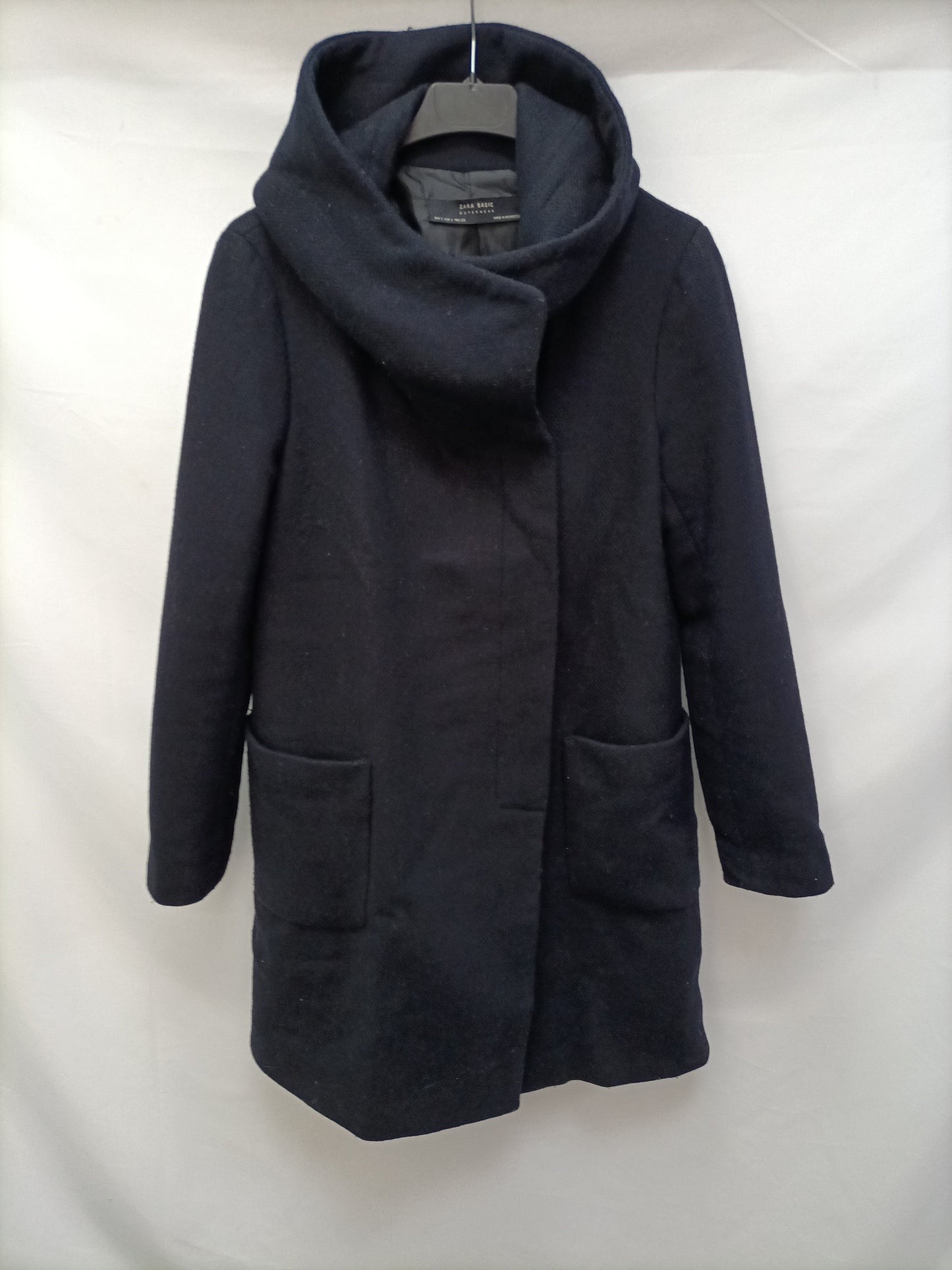 ZARA. Abrigo de paño azul T.s