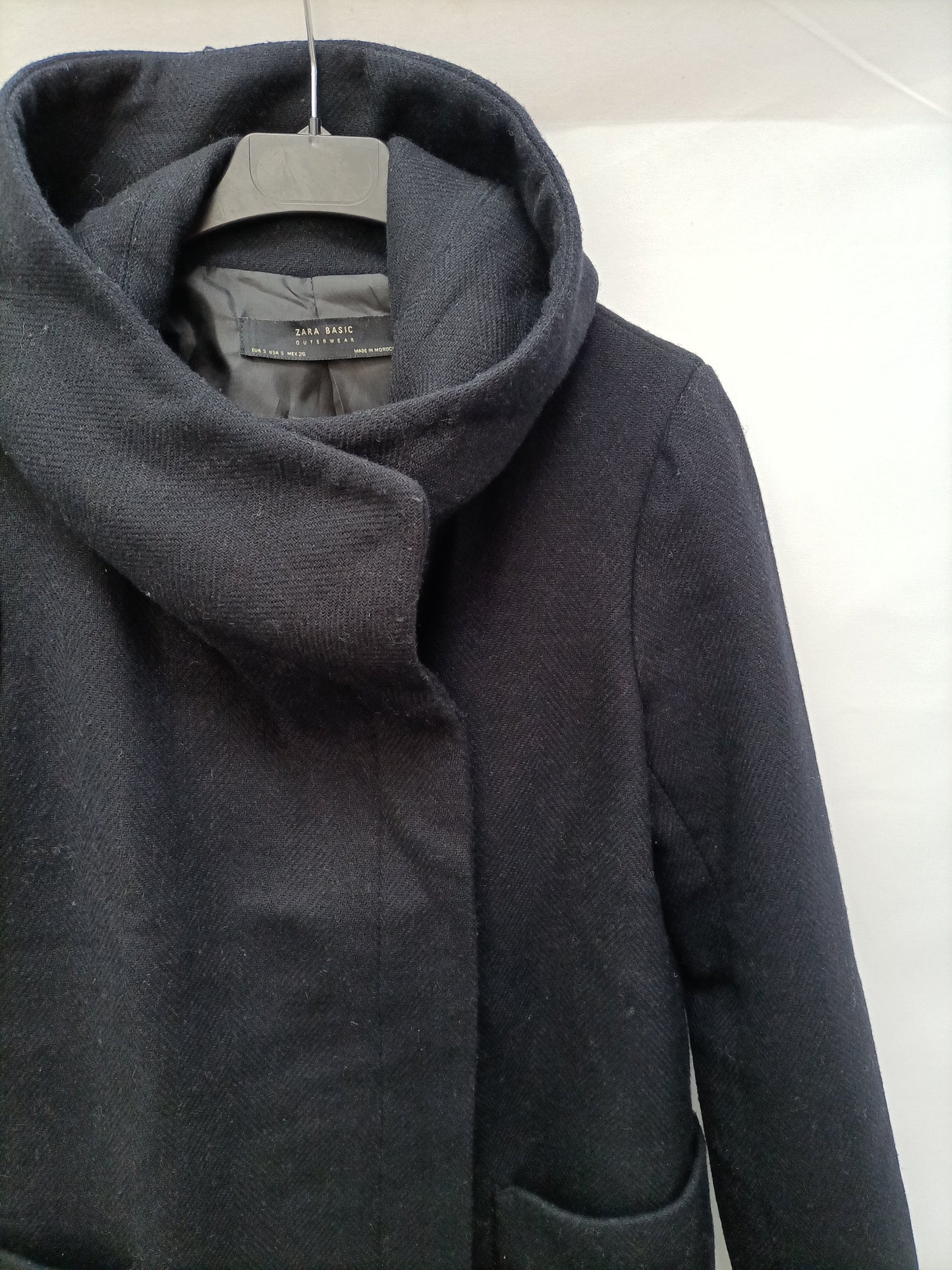 ZARA. Abrigo de paño azul T.s