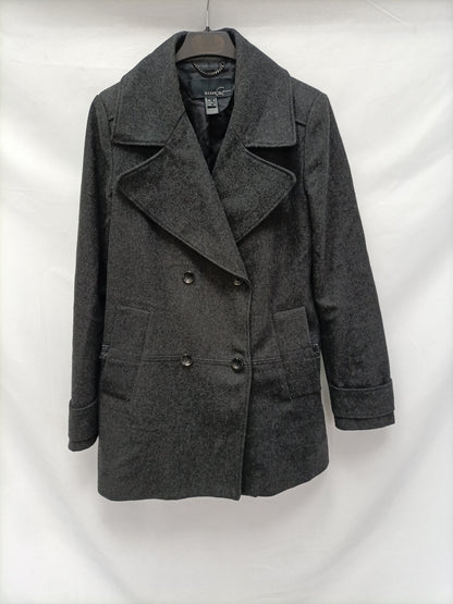 MANGO. Abrigo gris cruzado  T.m