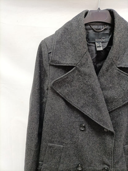 MANGO. Abrigo gris cruzado  T.m