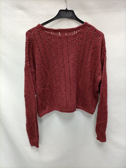 DOUBLE AGENTE. Jersey burdeos troquelado T.m