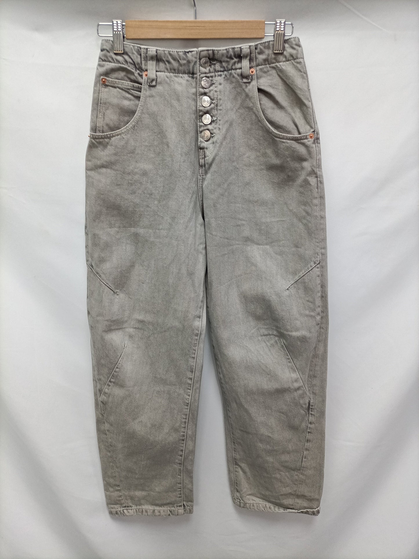 PULL&amp;BEAR. Straight-leg grey trousers, size 34
